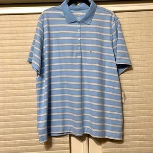 Women’s Hasting & Smith Pink/Green/White stripe short sleeve polo shirt, Size 2X